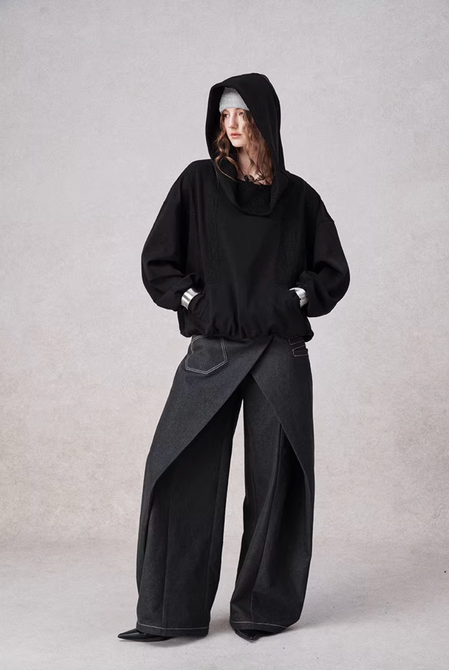 Integrated Belted Deconstructed Jeans