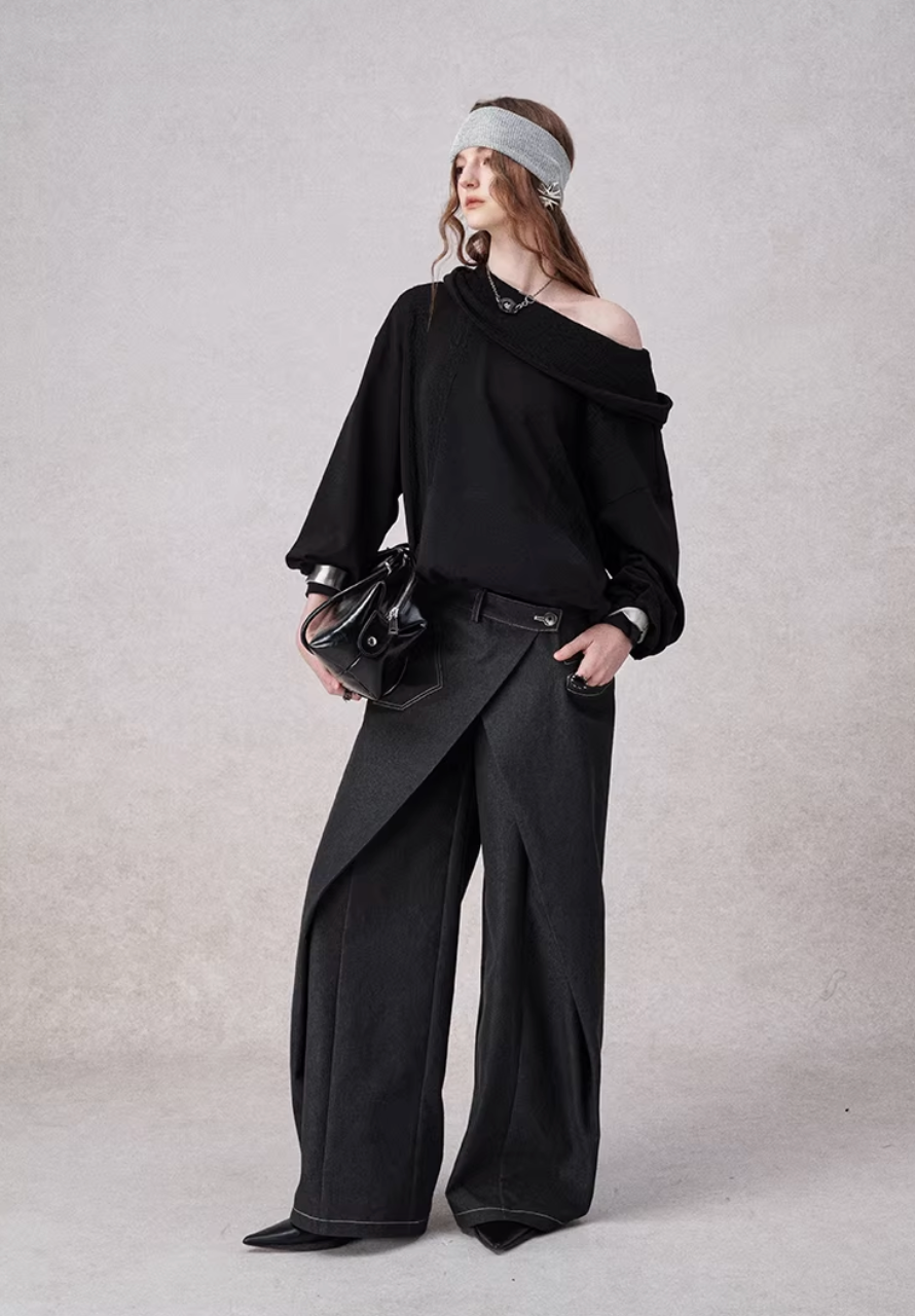 Integrated Belted Deconstructed Jeans