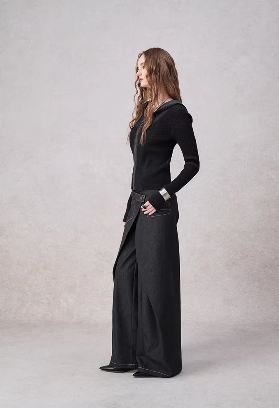 Integrated Belted Deconstructed Jeans