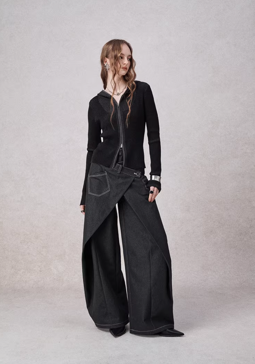 Integrated Belted Deconstructed Jeans