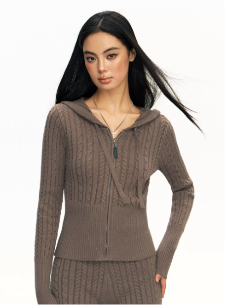 Collegiate Cable Knit Hoodie