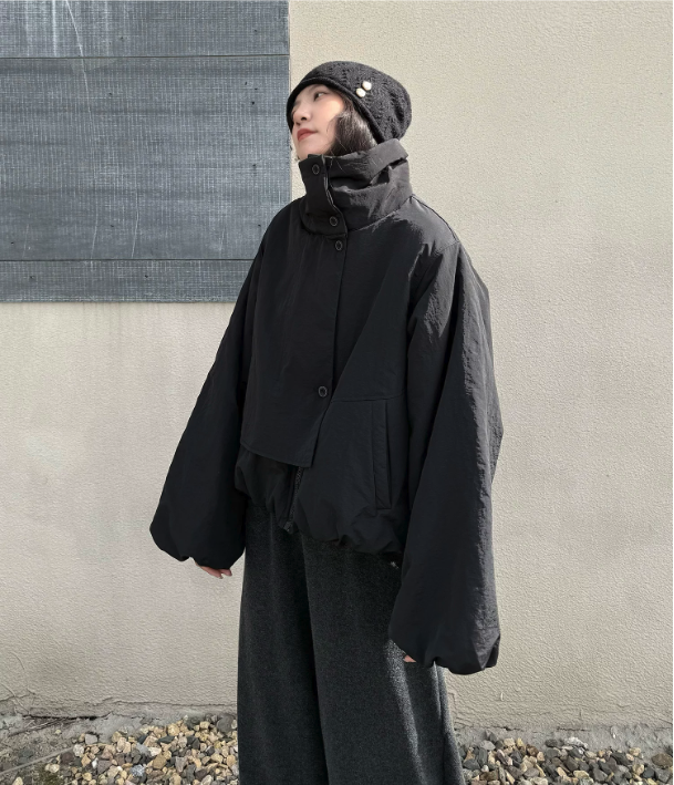 Vector Overlap Funnel-Neck Blouson