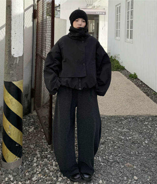 Vector Overlap Funnel-Neck Blouson