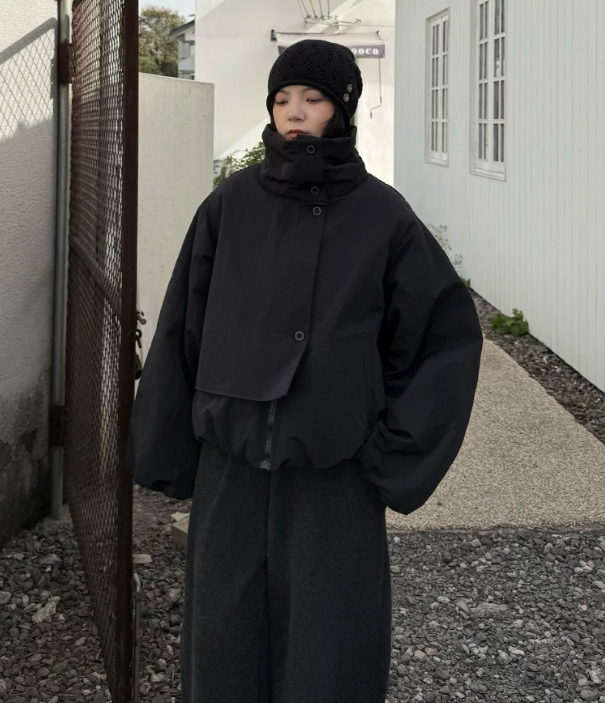 Vector Overlap Funnel-Neck Blouson