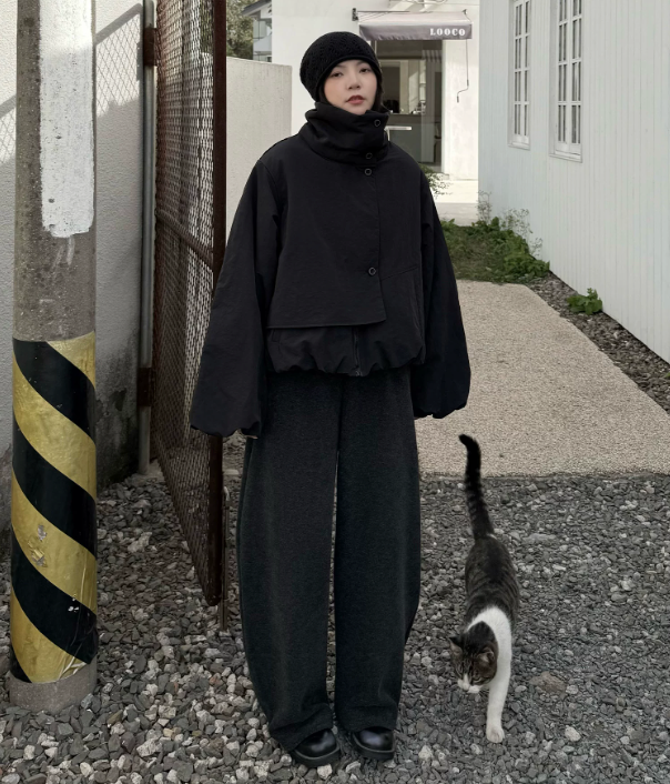 Vector Overlap Funnel-Neck Blouson
