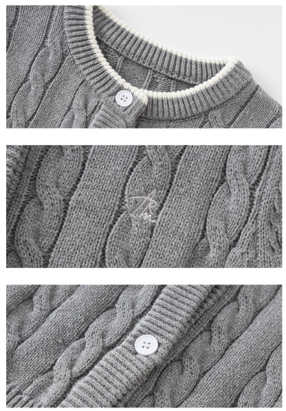 Varsity Tipped Cable Cardigan