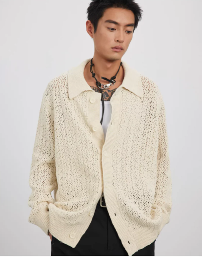 Raschel Matrix Knit Transitional Cardigan