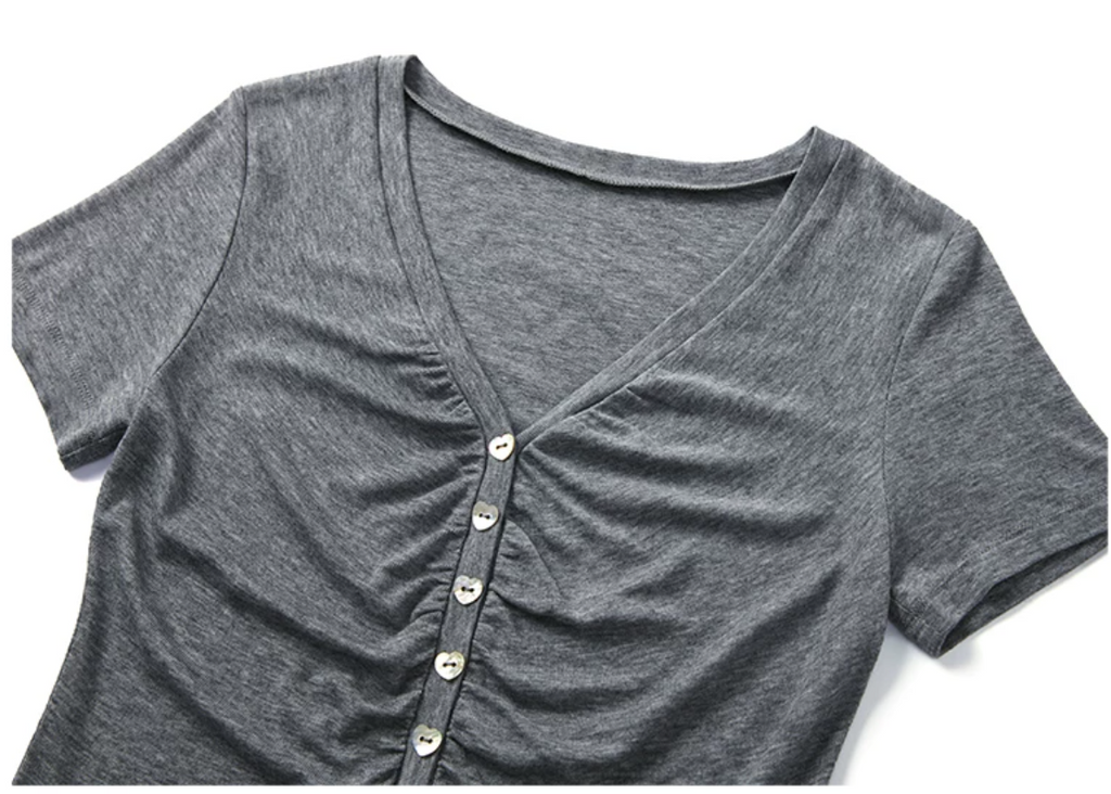 Roselight TENCEL™ Wool Button Ruched Top