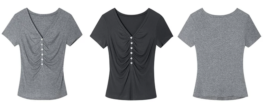 Roselight TENCEL™ Wool Button Ruched Top