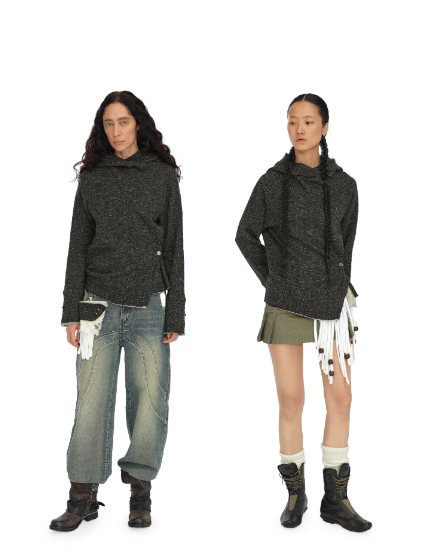 Gathered Waist Cowlform Hoodie