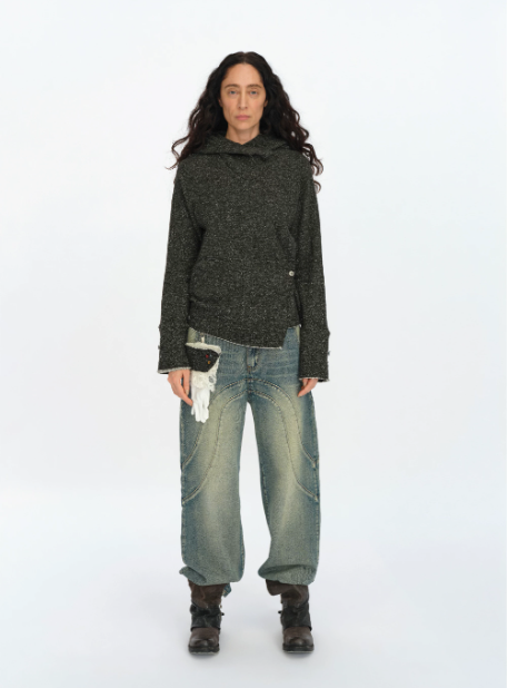 Gathered Waist Cowlform Hoodie