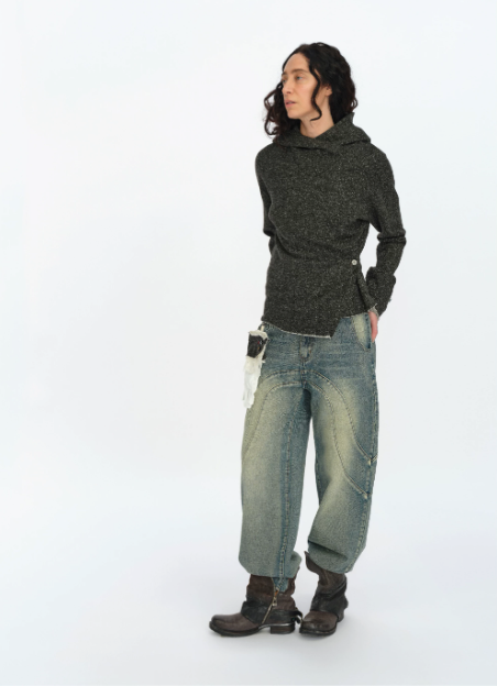 Gathered Waist Cowlform Hoodie