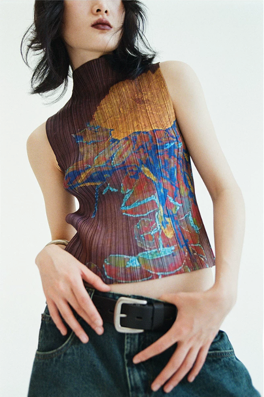 Chromatic Verdant Pleat Tank