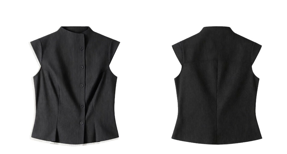 Pinstripe Stand-Collar Vest