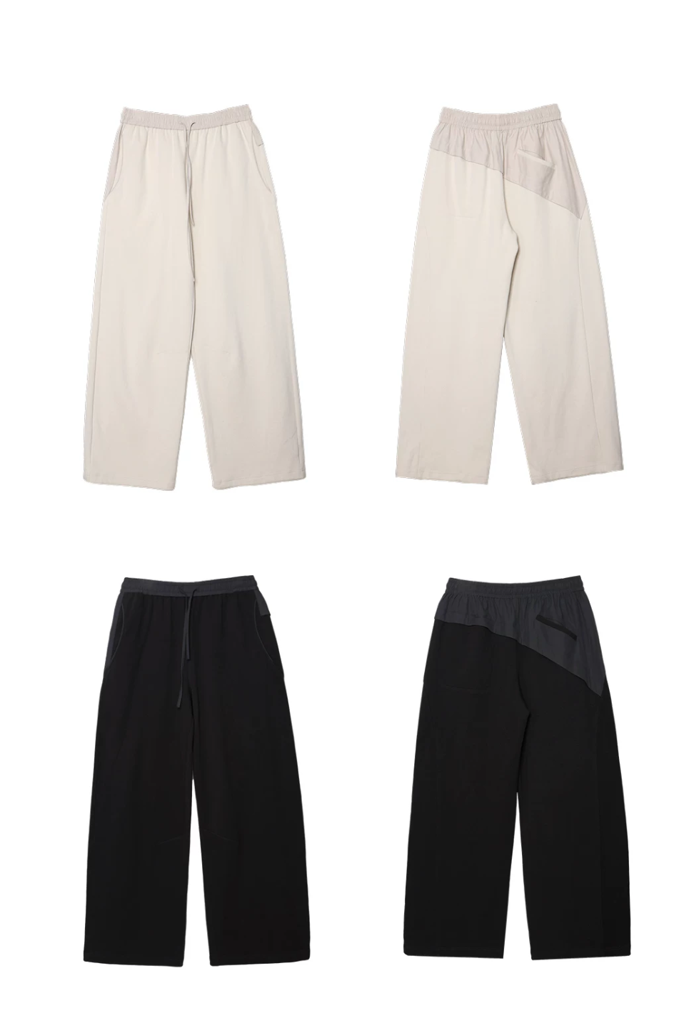 Layered Piqué Wide-Leg Trousers