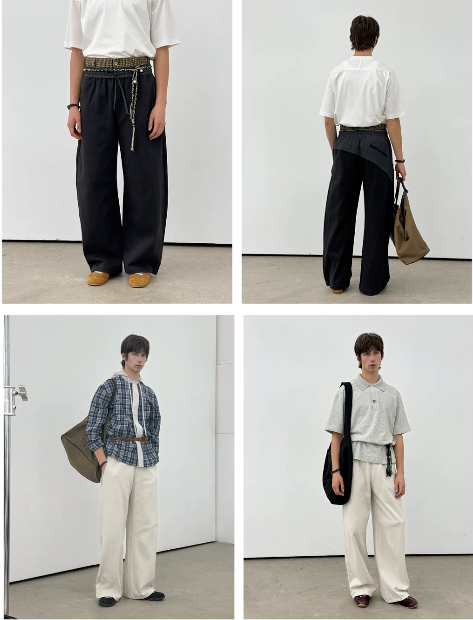 Layered Piqué Wide-Leg Trousers