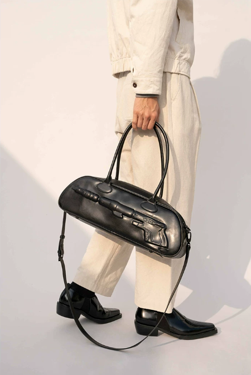 Embossed Barrel Top Handle Bag