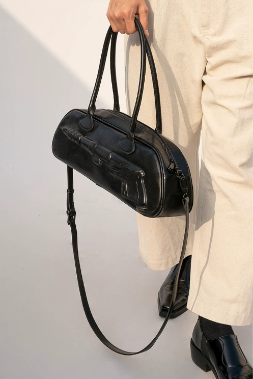 Embossed Barrel Top Handle Bag