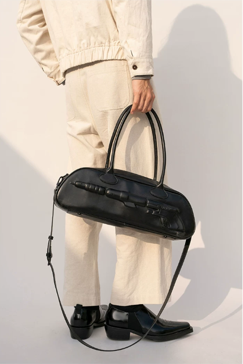 Embossed Barrel Top Handle Bag