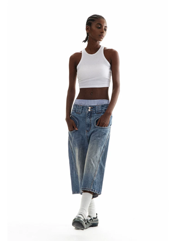 Off-Centre Wide-Leg Denim