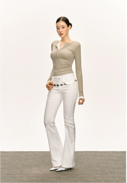 Snap Henley Long-Sleeved Knit