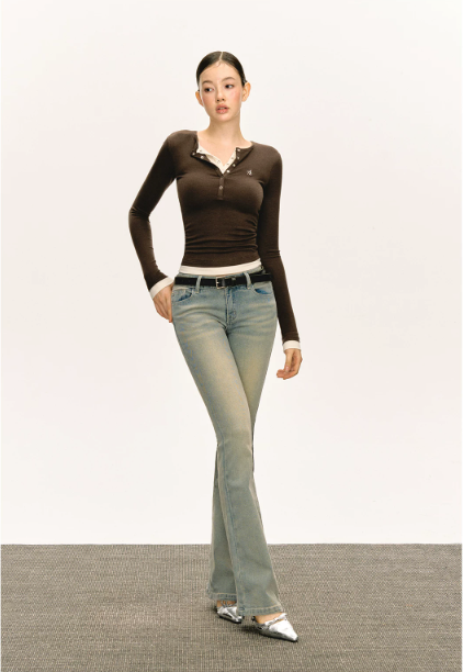 Snap Henley Long-Sleeved Knit