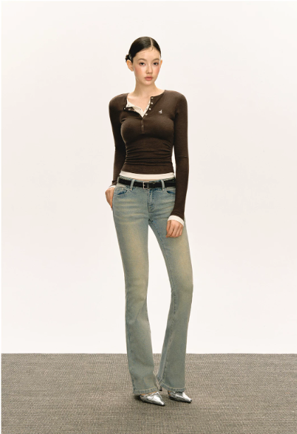 Snap Henley Long-Sleeved Knit