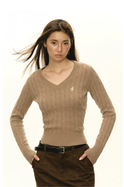 Everyday Cable V-Neck Knit