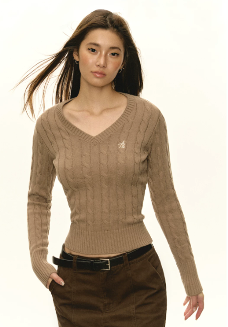 Everyday Cable V-Neck Knit