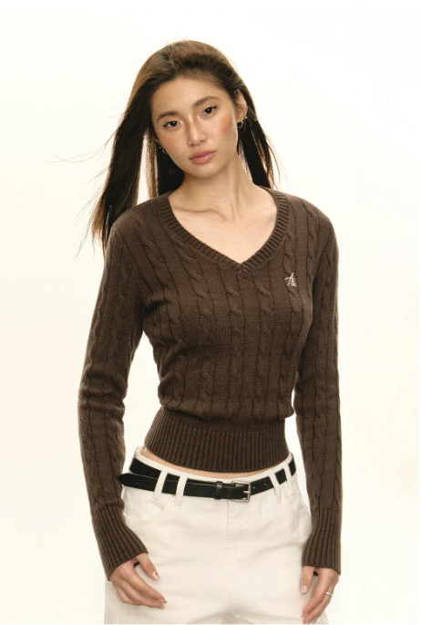 Everyday Cable V-Neck Knit