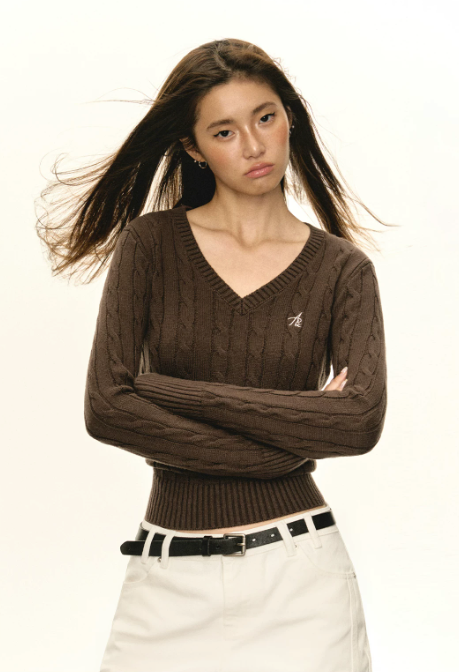 Everyday Cable V-Neck Knit