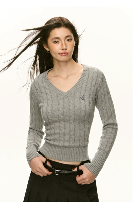 Everyday Cable V-Neck Knit