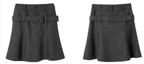 Belted Wool A-Line Skirt