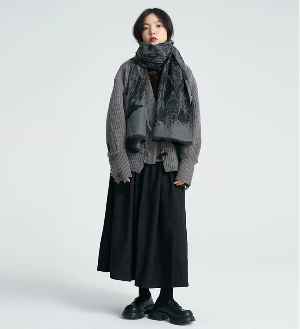 Soft Ruin Ink Wash Scarf