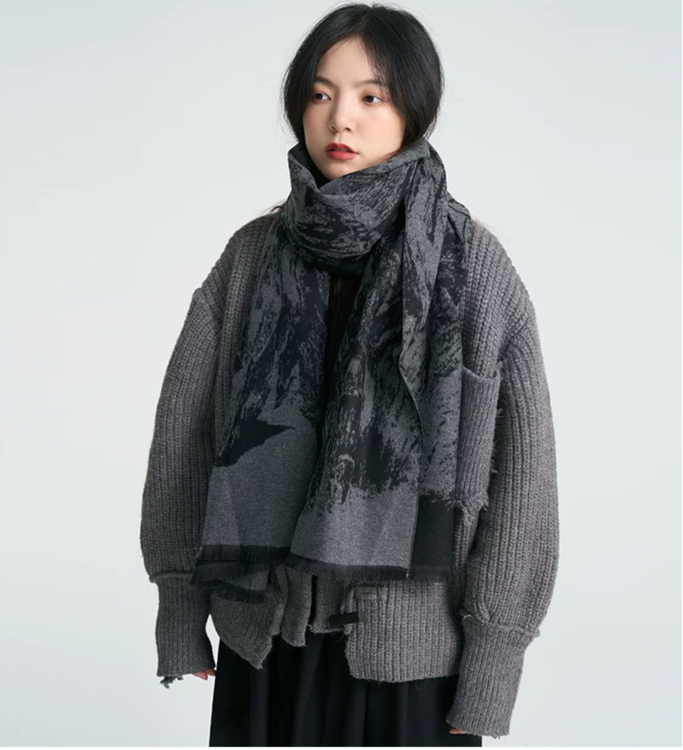 Soft Ruin Ink Wash Scarf