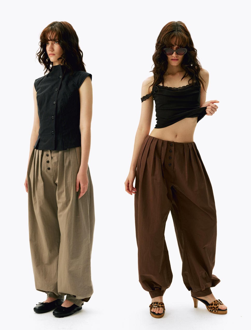 Multi-Pleated Balloon Trousers