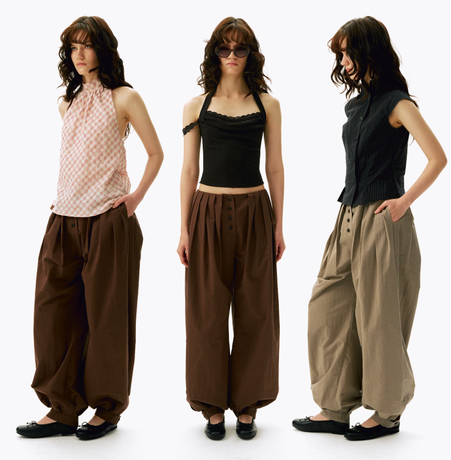 Multi-Pleated Balloon Trousers