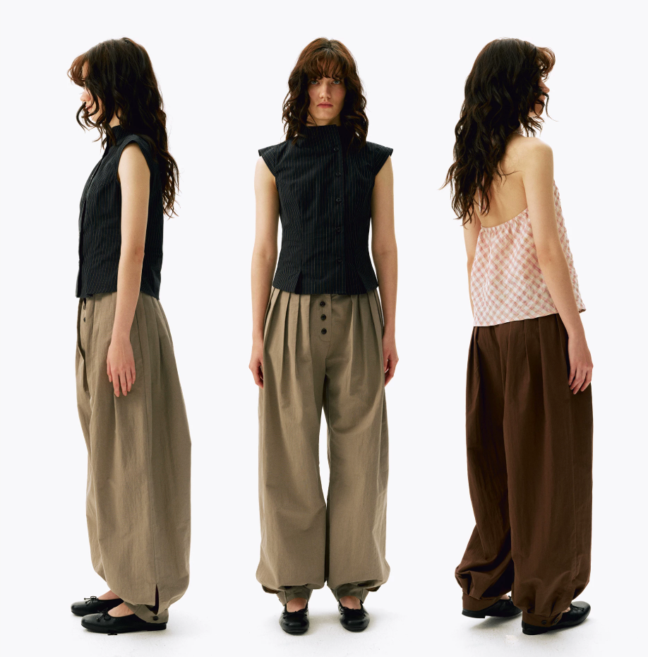 Multi-Pleated Balloon Trousers