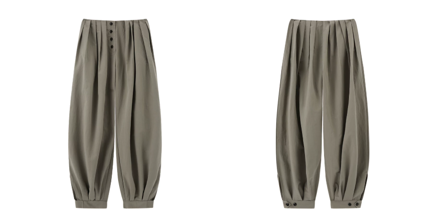 Multi-Pleated Balloon Trousers