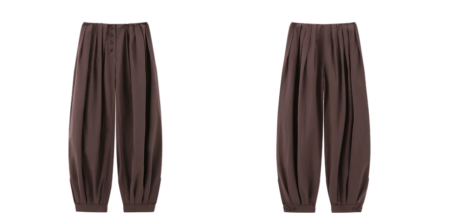 Multi-Pleated Balloon Trousers