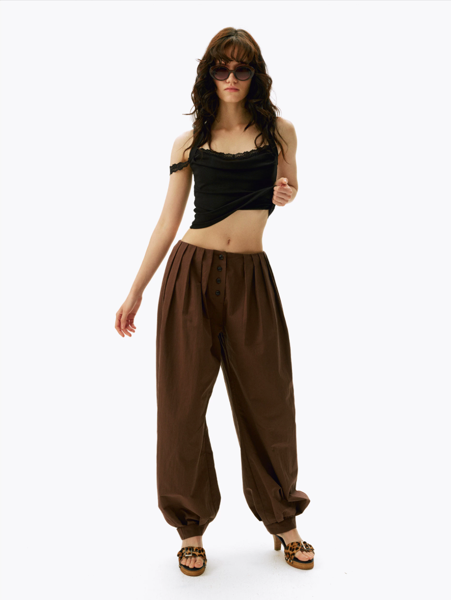 Multi-Pleated Balloon Trousers