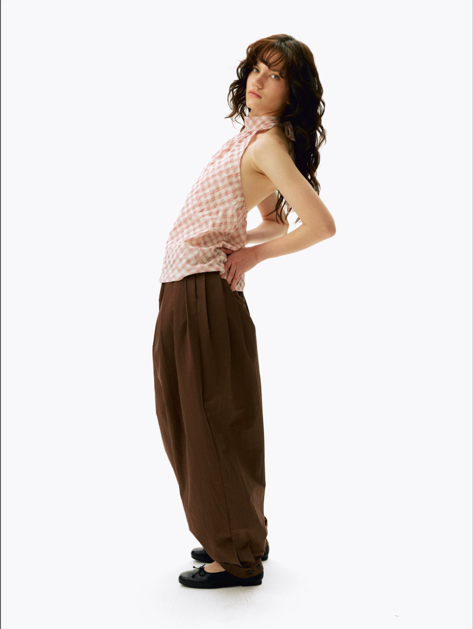 Multi-Pleated Balloon Trousers
