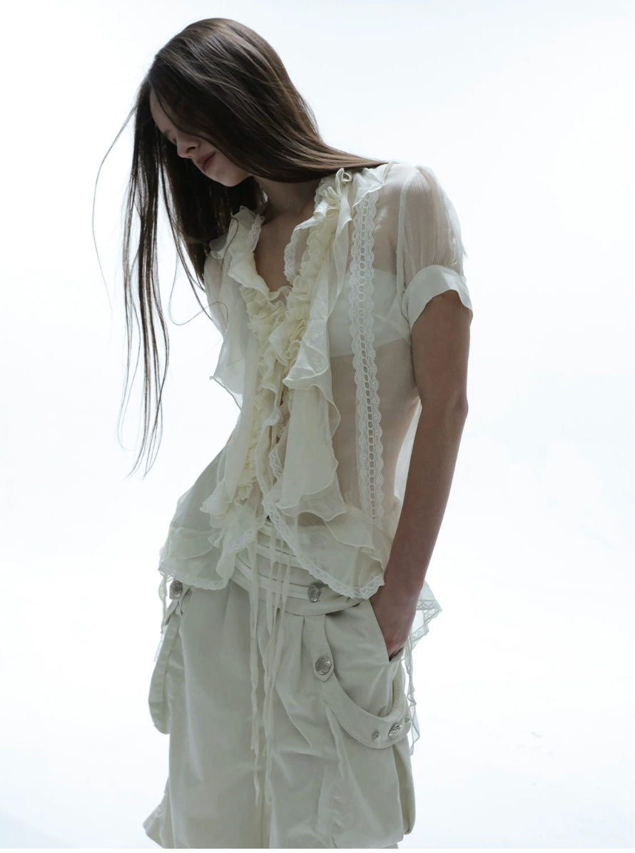 Sartre Chiffon Ruffle Blouse