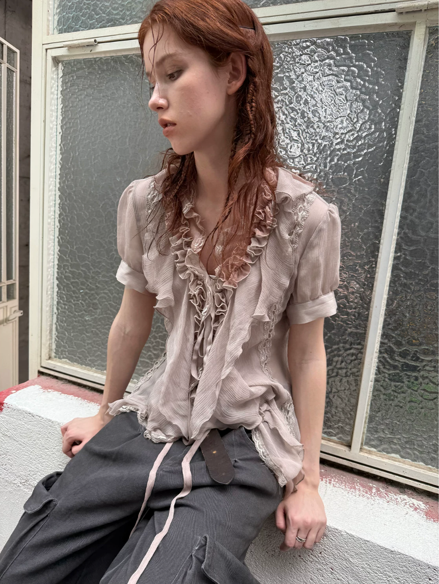 Sartre Chiffon Ruffle Blouse