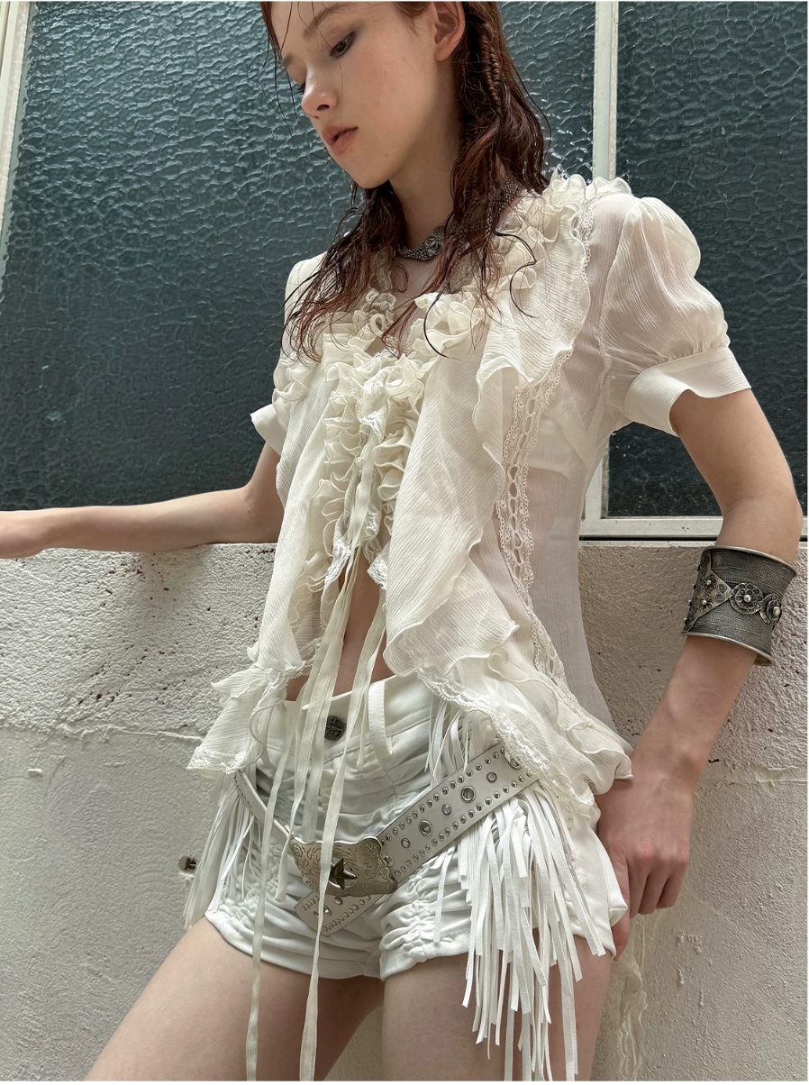 Sartre Chiffon Ruffle Blouse