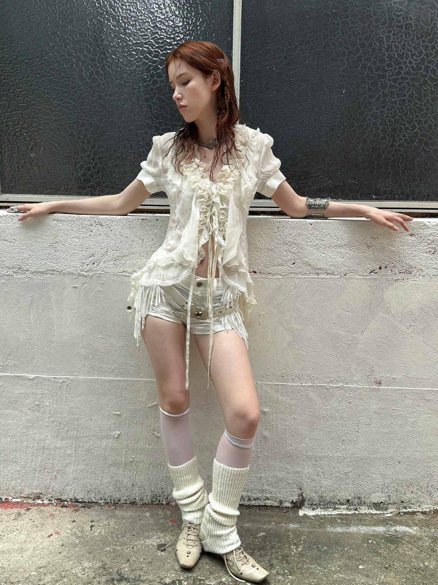 Sartre Chiffon Ruffle Blouse