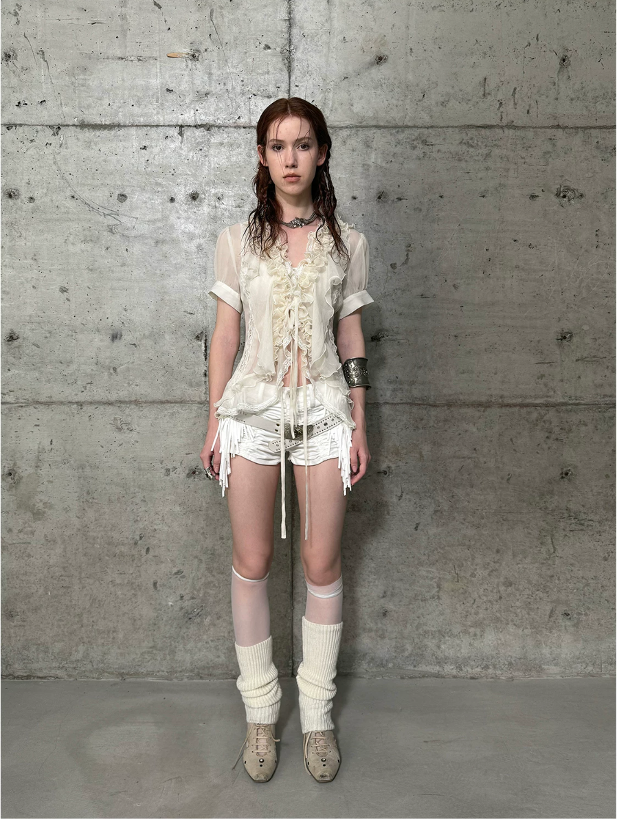 Sartre Chiffon Ruffle Blouse