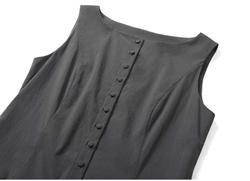 Buttonfront Gathered Maxi Dress