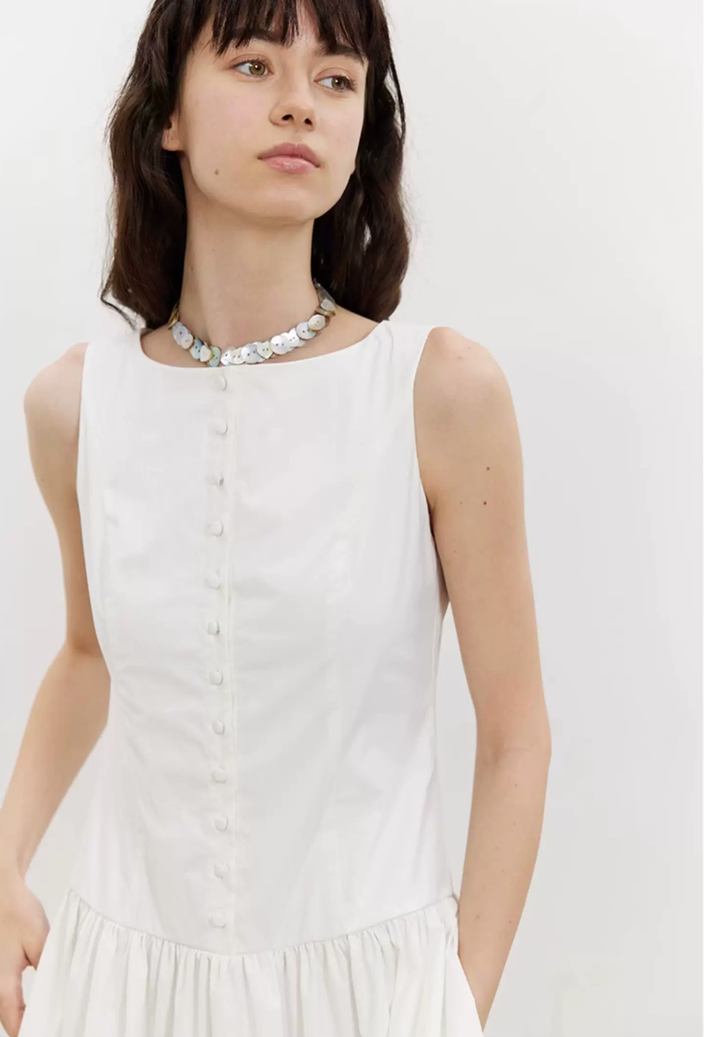 Buttonfront Gathered Maxi Dress