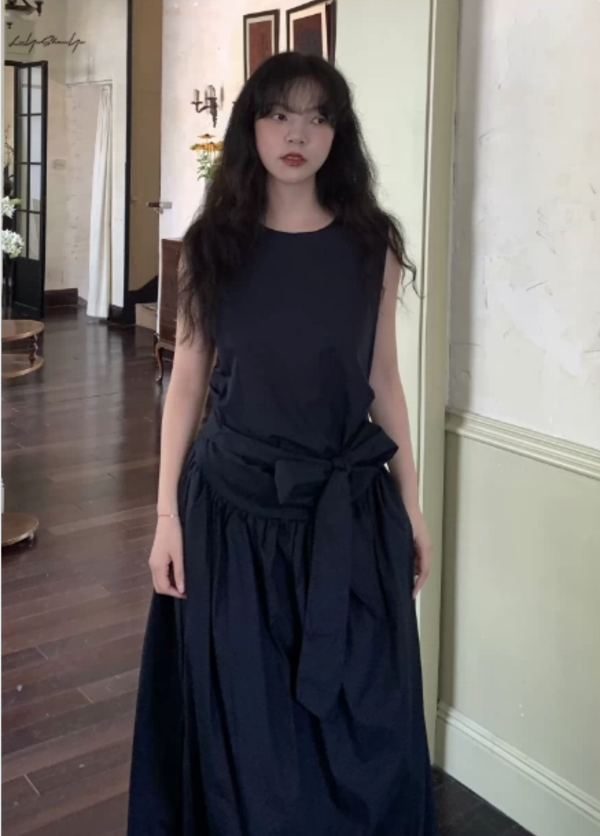 Studio Wrap Cotton Dress in Navy or White